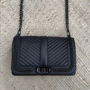 Rebecca Minkoff Chevron Quilted Love Crossbody with Chain Inset